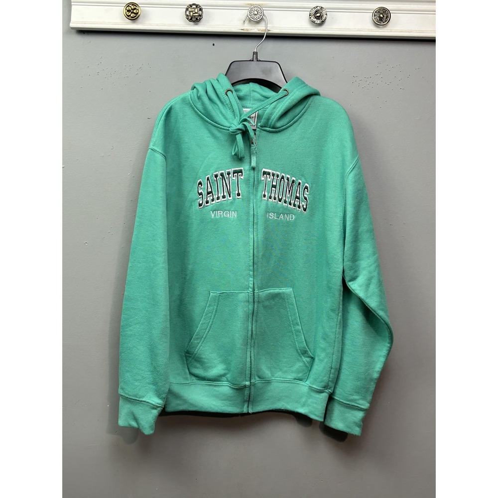 Saint Thomas Hoodie‎ Mens Small Green Full Zip  Virgin Islands Sweatshirt